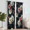2 pcs   versatile polyester transparent curtains for home decoration Dark Rose Floral Peel for use in bedrooms and living rooms