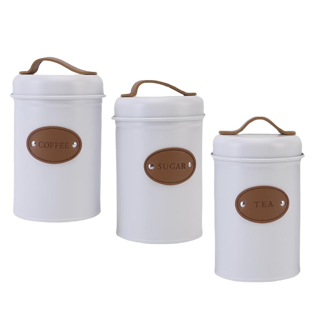 3PCS Food Sealing Storage Container Multifunctional Candy Tea Coffee Storage Canister for Kitchen Beige