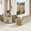 8-Piece Garden Sofa Set with Beige Cushions Synthetic Rattan Acacia 3361947