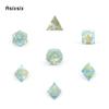 7 Pcs Green Resin Golden Number Sharp Edge Dice Polyhedral Dice Suitable for Role-Playing RPG  Board Game