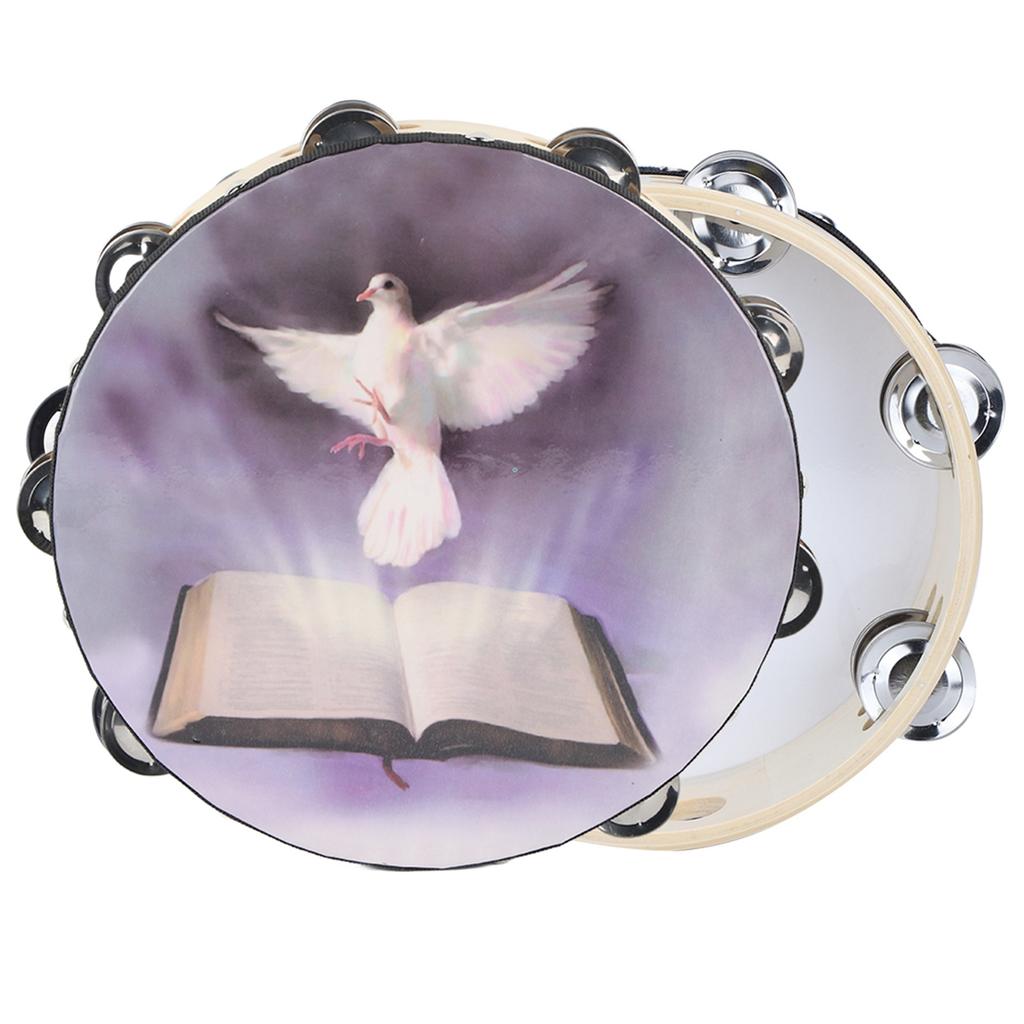 Tambourine Double Row Metal Jingle Handheld Percussion for Church Party25cm