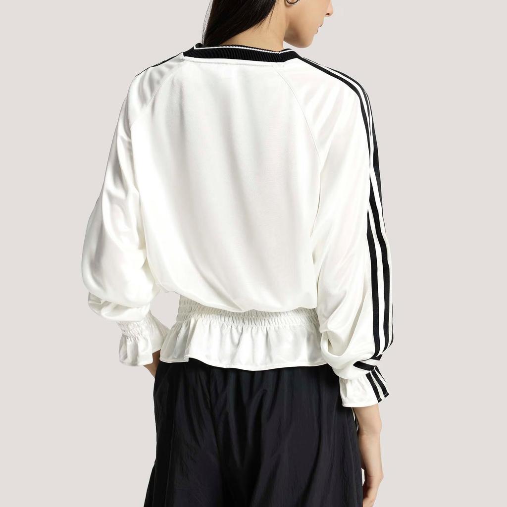 adidas Originals Smocked Knit Casual Loose Long Sleeve T-Shirt Women Tops KS2879