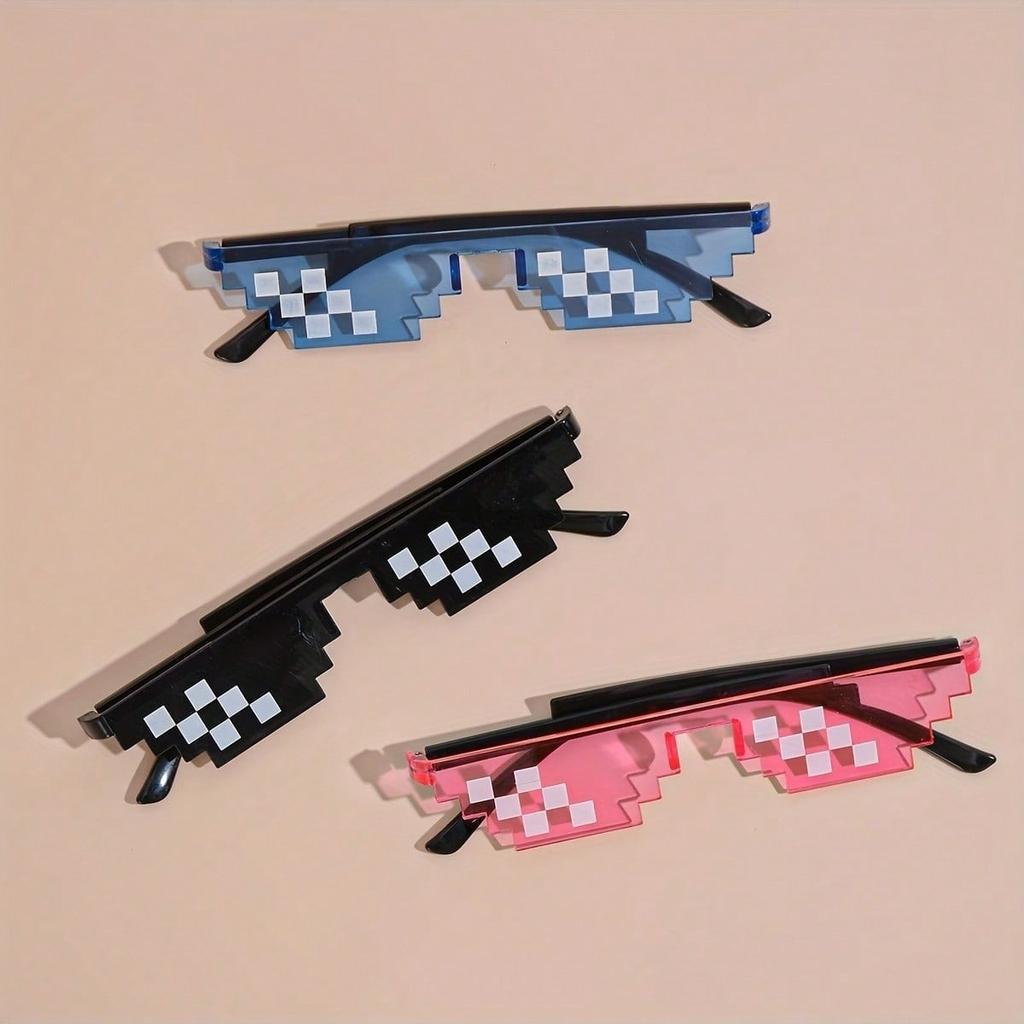 1PC New Mosaic Glasses Anime Cool Funny Personalized Pixel Party Glasses