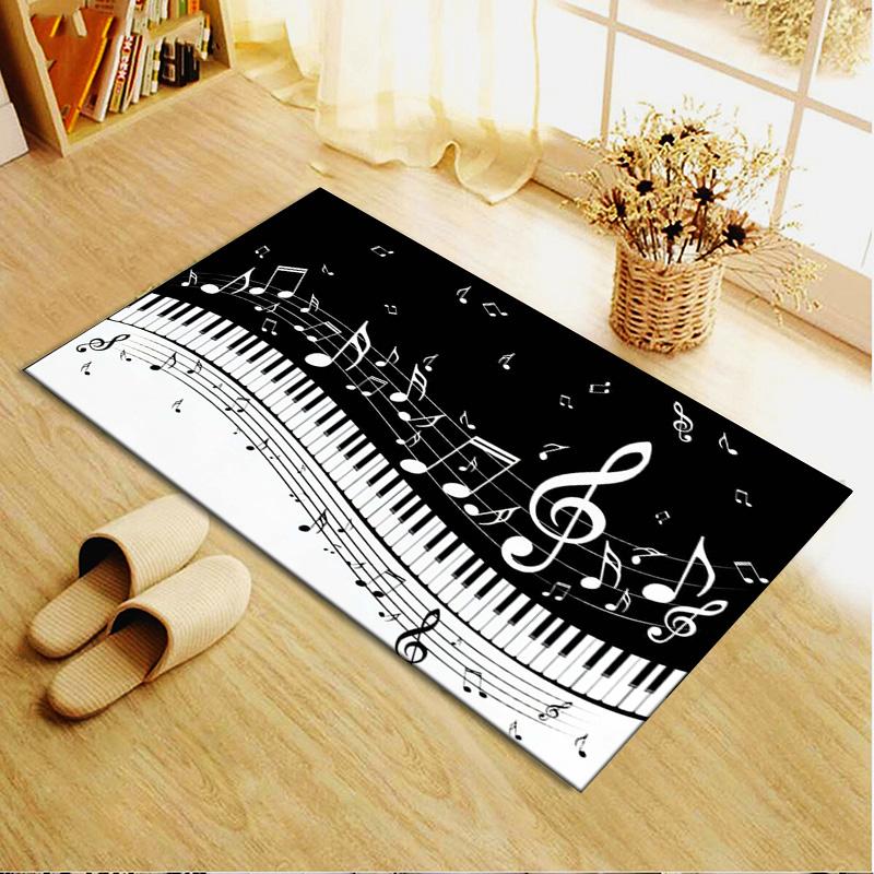Tappeto Tappetino con Note Musicali per Soggiorno Camera da Letto Casa Decorazione Divano, Tappetino Antiscivolo per Giochi Bambini