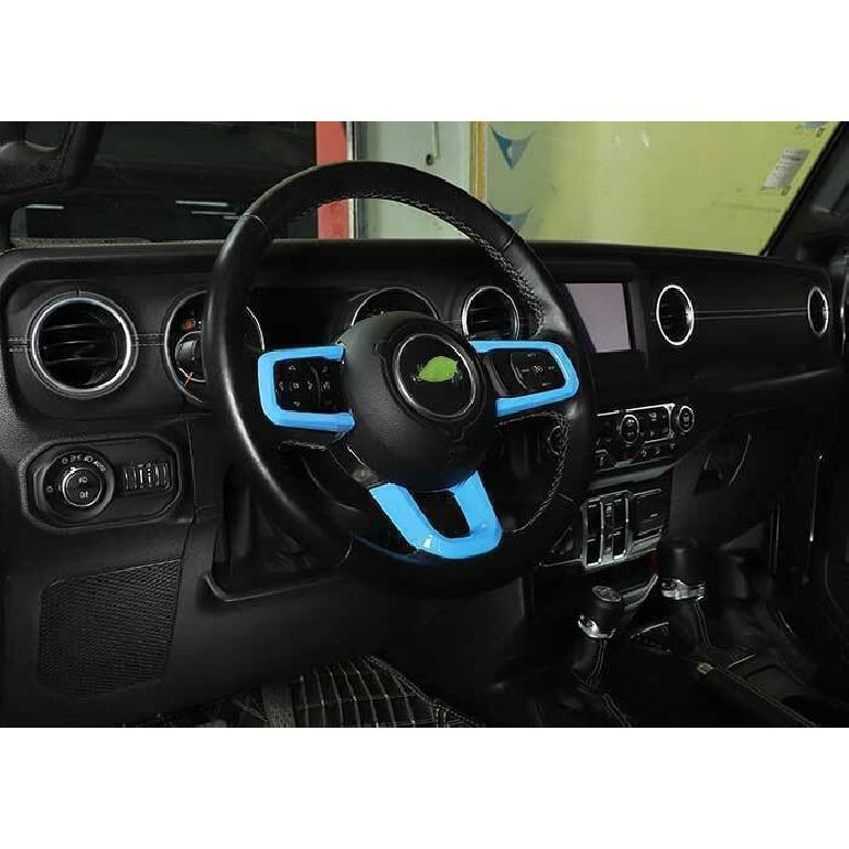For Jeep Wrangler JL 18-2024 Hydro Blue Steering Wheel Control Strip Trim 3PCS