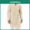 Neck V Muslim Shirts Men Long Sleeve Vintage Men Clothing Islamic Arabic Casual Male Shirt Kaftan Dubai Caftan Muslim