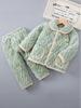 Children's Three-Layer Quilted Flannel Pajama Set for Autumn and Winter