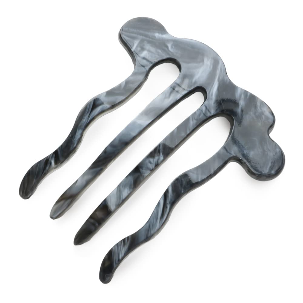 JewelVOX Hair Kanzashi Hair Accessory for Marbled Nuanced Wave Stylish and Popular for Adults Comb, Women, Updo, (Gray)