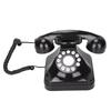 Retro Telephone Classic Button Dial Decorated Corded Landline Phone for Home Office Business Black