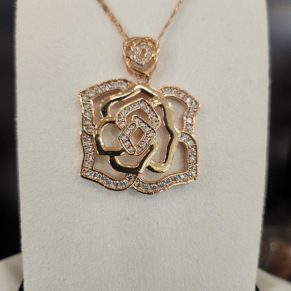 Atria Pink Rose N Flower Long Necklace JTONEFR0029PKF