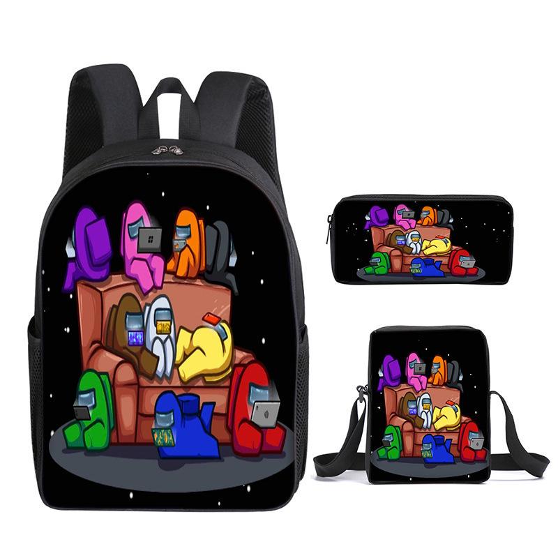 Amongus Space Werewolf School Bag 3PCS Game Merchandise Elementary And Middle School Students Backpack Pencil Bag Satchel
