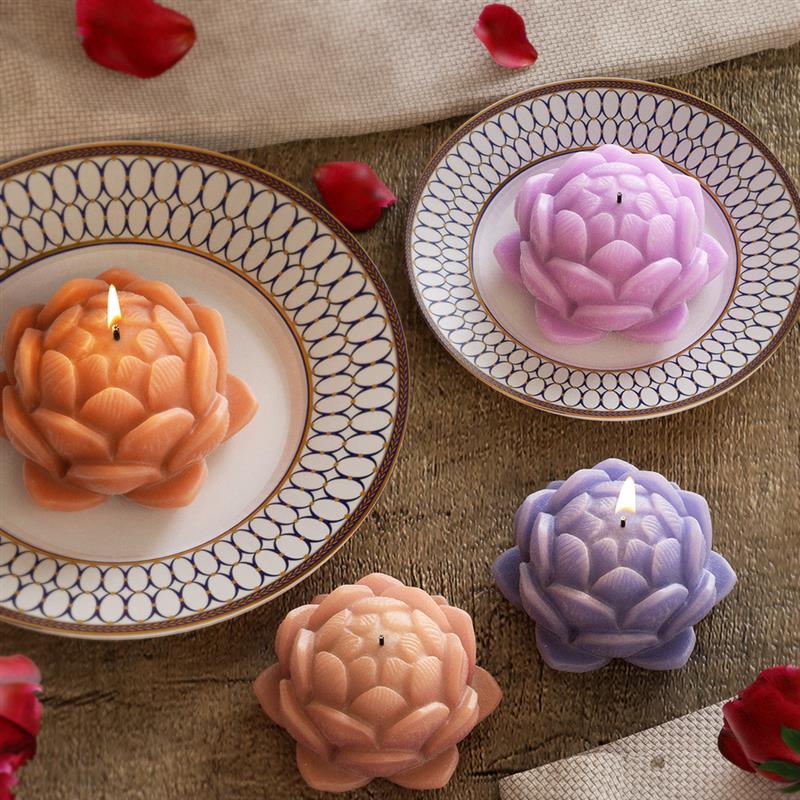 Lotus Flower Shape Candle Silicone Molds for Making Candle Resin Aromatherapy Candles Handmade Wax Soap Home Decor Craft