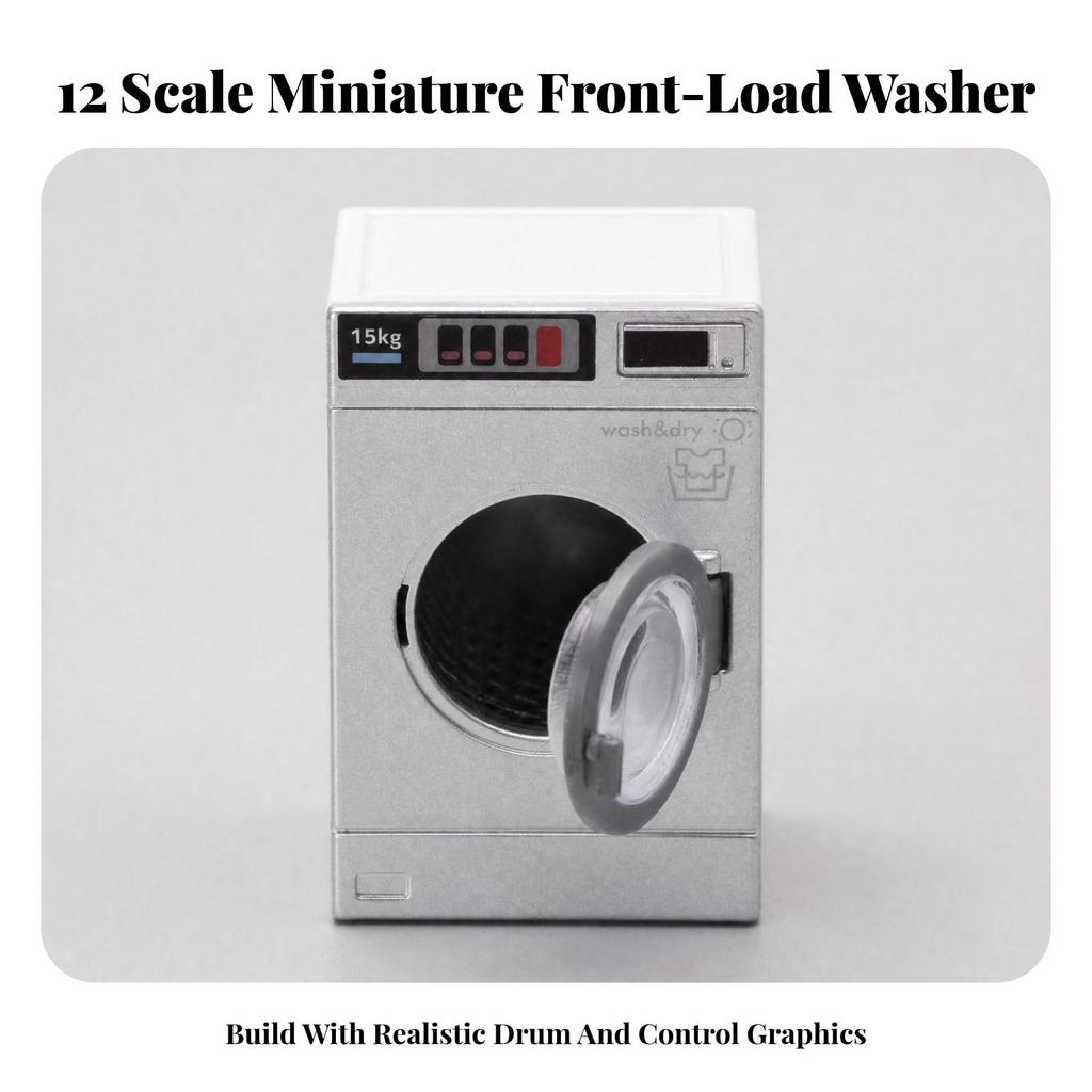 Miniature Front-Loading Washing Machine Compact for Dioramas, Diorama Makers