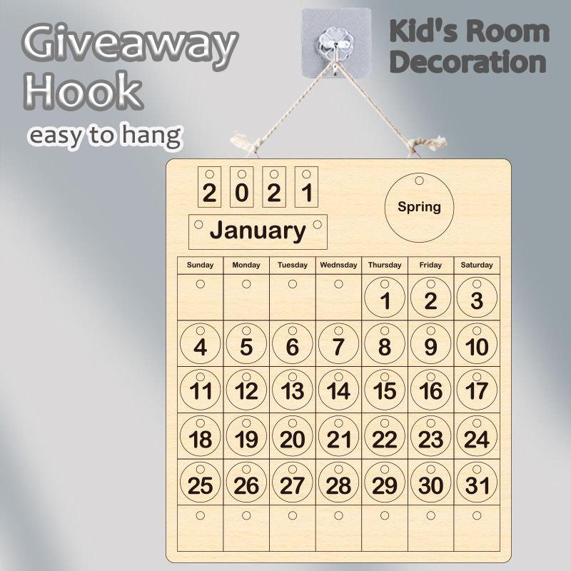 Calendrier Perpétuel en Bois Montessori pour Enfants Jouets Météo Saison Temps Cognitif Jouets Éducatifs Précoces Aides Pédagogiques pour Préscolaire Cadeau