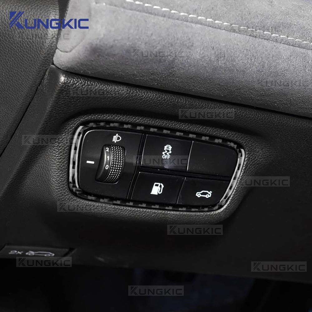 Real Soft Carbon Fiber Interior Sticker for Dodge Attitude GT GAC Empow 2024 2025 Headlight Switch Frame Trim