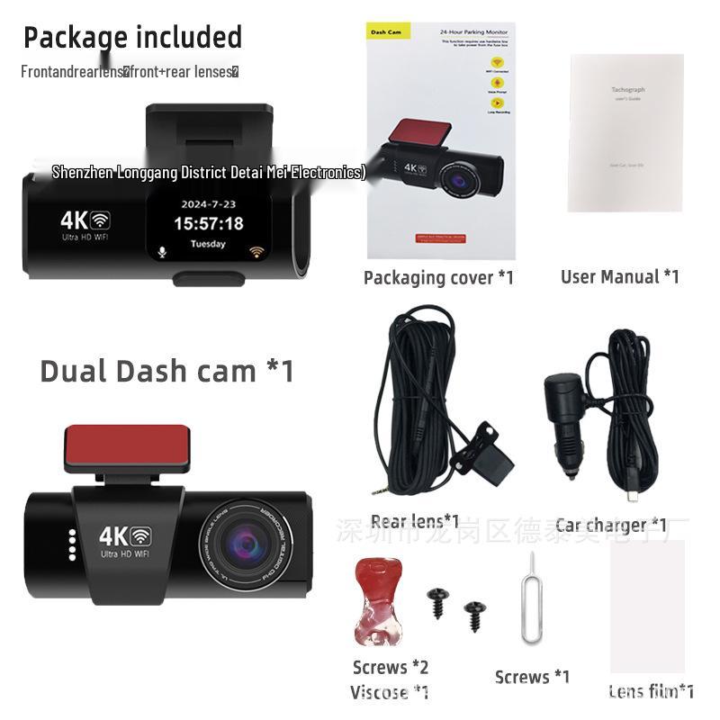 

K309 4K Dual Lens Dash Cam with Infrared Night Vision, WiFi, and GPS