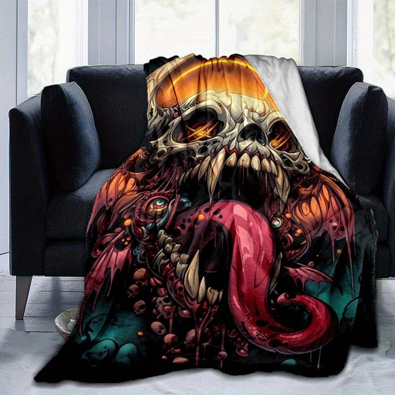 1pc Monster Printing Lightweight Flannel Blanket, Comfortable and Warm Blanket, for Camping Sofa Bed and Couch Office, Gift