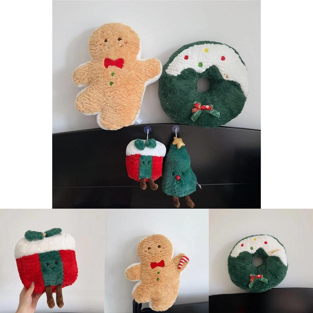Christmas Plush Pillow With Cartoon Gingerbread Man Design For Holiday Decor And Gifts