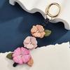 Yousheng Keychain Pendant Imitation Leather Camellia Design Key Chain with Lobster Clasp Bag Charm Backpack Pendant