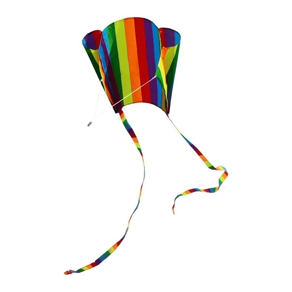 Neuer Easy Fly Regenbogen-Gleitschirmdrachen mit Drachenleine aus reißfestem Polyester. Taschendrachen mit gutem Flugverhalten und langem Schwanz. Ideal für Outdoor-Aktivitäten.