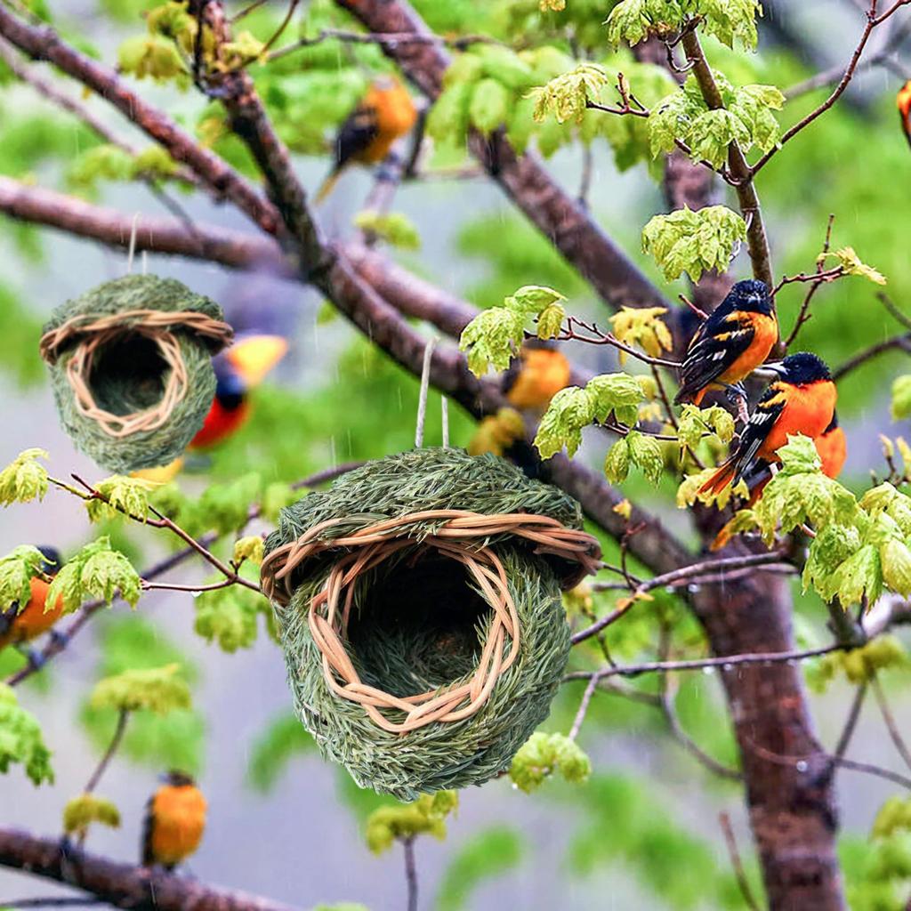 Casetta per Uccelli in Erba Naturale Tessuta a Mano per Appendere all'Esterno Rifugio Nido Adatto per Uccelli Piccoli e Decorazione da Giardino
