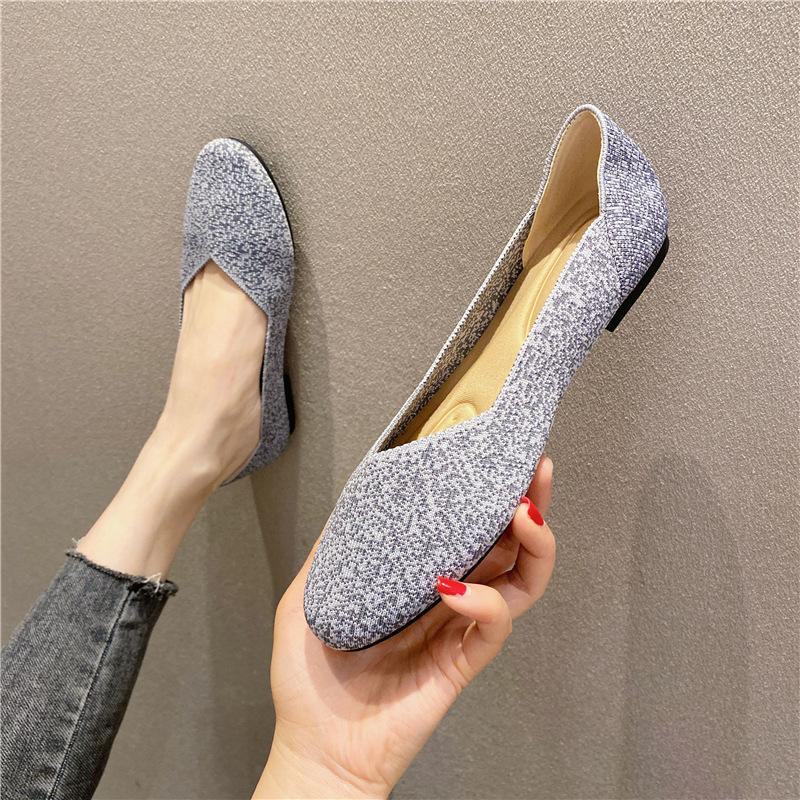 Neue lässige Doudou-Schuhe mit flachem Boden, fly-gewebte Damenschuhe, Einzelne Schuhe, atmungsaktiv, verschleißfest und rutschfest