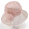 Women Mesh Sequin Formal Hat Handmade Floral Decoration Wide Brim Elegant Party Wedding Sun Shade Cap