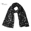 Feiertags-Accessoire Glitzernd Funkelnd Folien-Schneeflocken-Print Schal für Damen, Weihnachten Atmungsaktiv Kaltwetter-Thema Schal Wickel, Herbst Winter