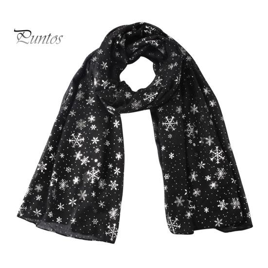 Feiertags-Accessoire Glitzernd Funkelnd Folien-Schneeflocken-Print Schal für Damen, Weihnachten Atmungsaktiv Kaltwetter-Thema Schal Wickel, Herbst Winter