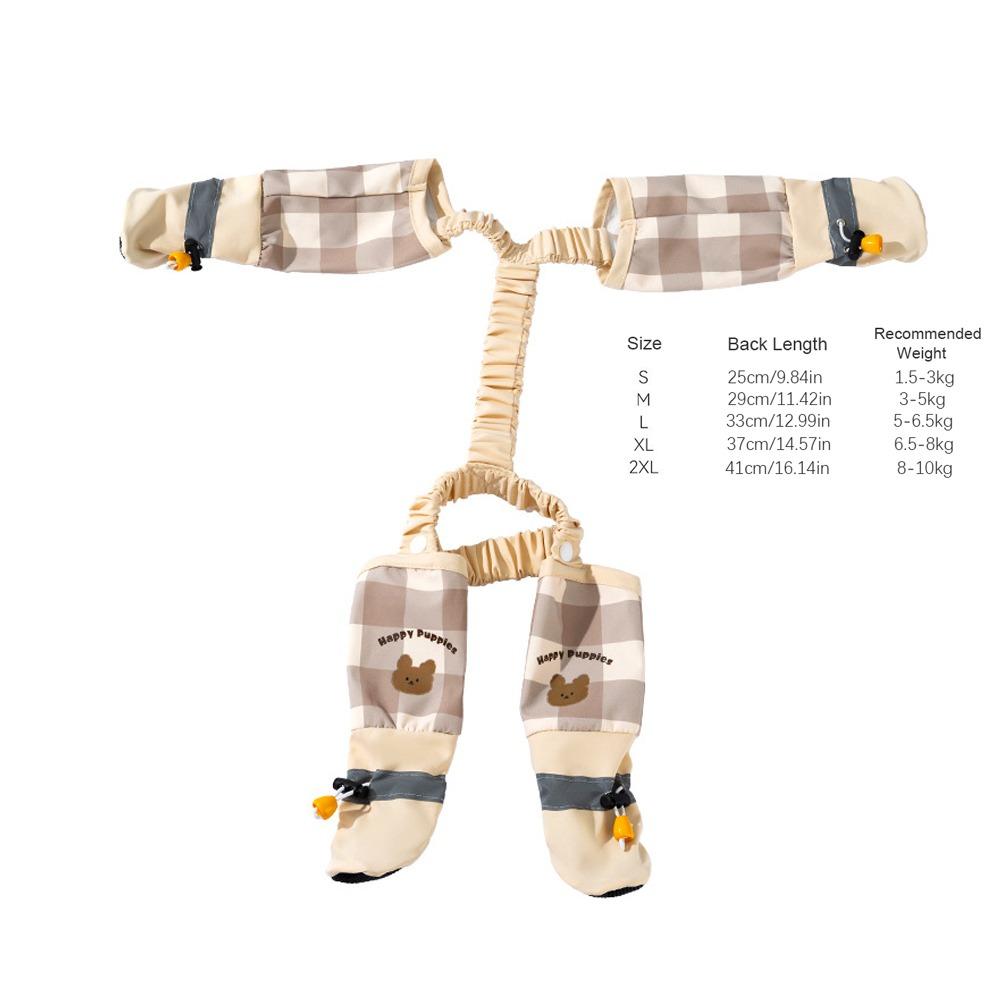 

Регулируемые брюки для собаки на четыре лапы, светоотражающая полоса, леггинсы-ботинки для собаки, для активного отдыха Brown Grid - L