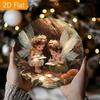 Vintage Fairy Forest Metal Wall Art 8 Inch Round Aluminum Plaque Enchanted Mushroom House Decor