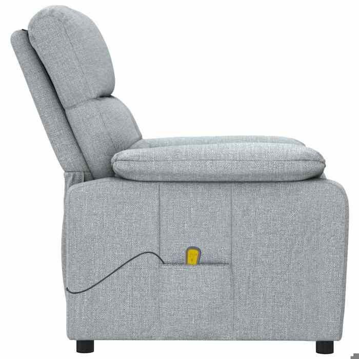 Fauteuil de massage - MAISON EXCLUSIVE - Tissu gris clair - 3 positions inclinables - 6 points vibration - Télécommande