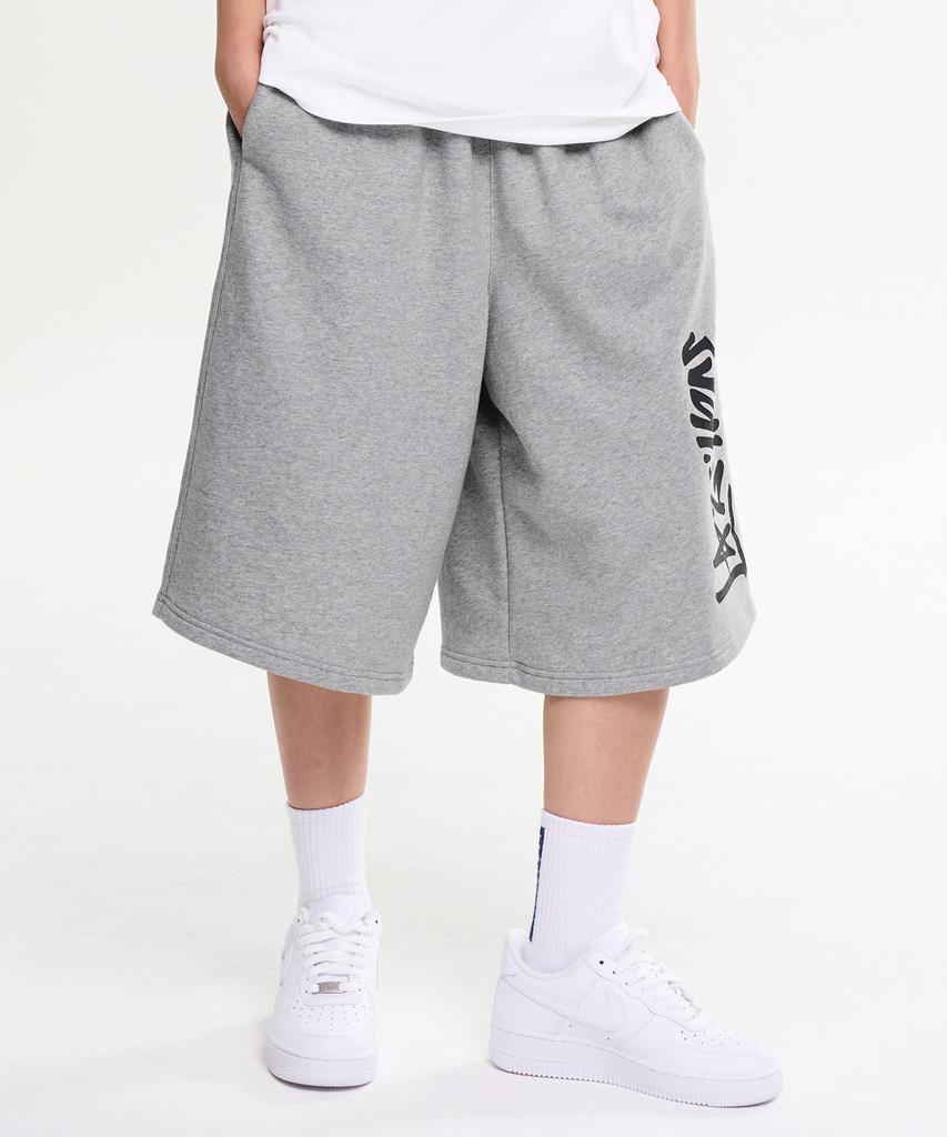 Leijibi Giant Fit Wide Bermuda Sweatpants Big Logo Gym Wear Workout Shorts W (2 Colors)