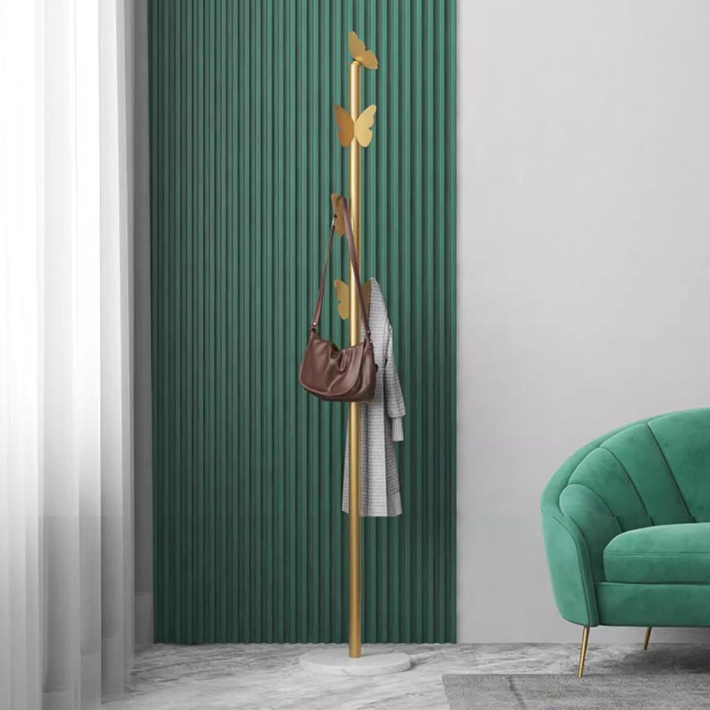 Garment Rack Metal Coat Rack With Marble Base, Free-standing Small Modern Coat Stand Tree With Butterfly-shaped Hooks, Save Space Coat Hanger For