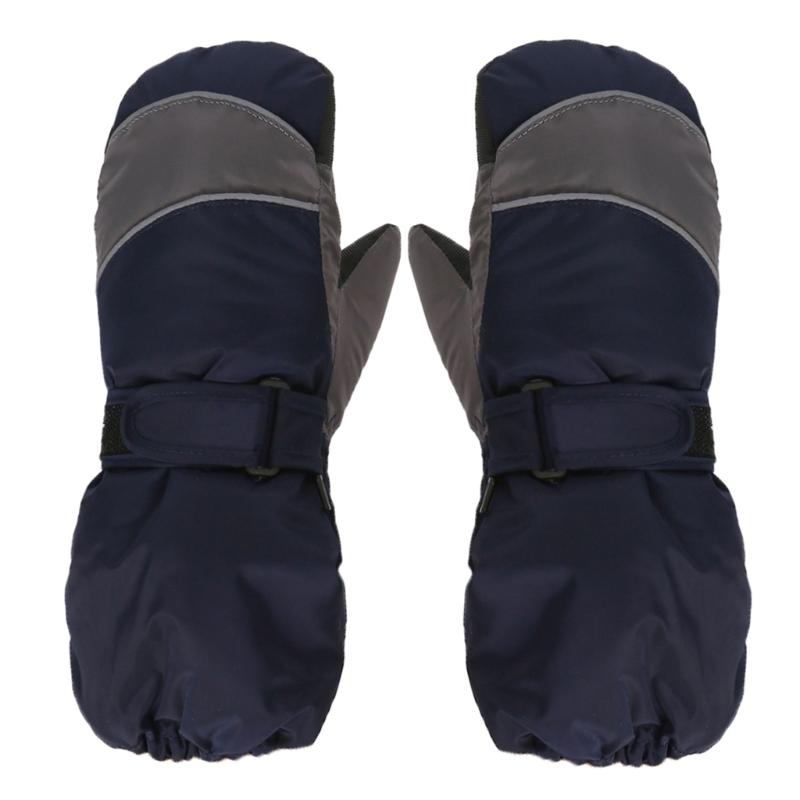 

Breathable Ski Gloves Adjustable Strap Buckle Snow Mittens Split Finger Gloves for Boys and Girls Outdoor Activities темно-синього кольору