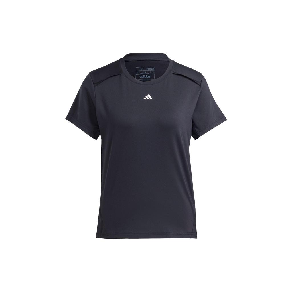 Adidas Power Tee Logo Solid Color Sports Round Neck Short Sleeve T-Shirt Women Tops Black IN6208