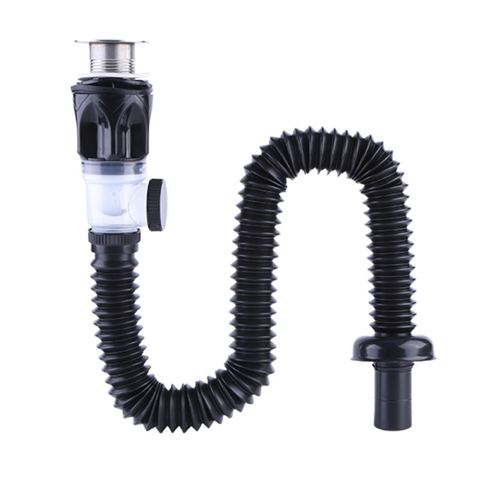 

Комплект сливной трубы для раковины с защитой от запаха, выдвижной, дезодорирующий, канализационный слив, шланг для воды, слив для раковины, кухонные аксессуары чёрный