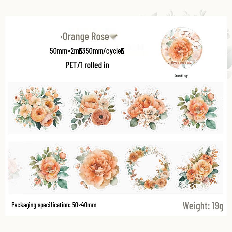 Beautiful Day Tape: Sea of Flowers Series Die-cut PET Plant Flower Decoration