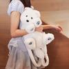 JIAERDI Plush Sweet Cute Dog White Backpack Women Harajuku Realistic Puppy Mini Backpacks Ladies Soft Animal Mochilas Mujer