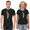 The Simpsons,Homer,Marge,Bart,Lisa Figure, Short Sleeve White-Black Men's / Women's T-Shirt L045