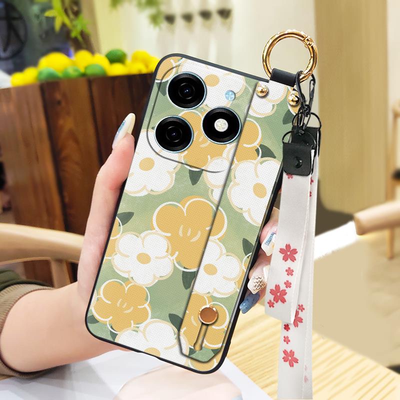 Fashion Design Durable Phone Case For Tecno Spark20/KJ5 Flower Anti-knock Phone Holder Anti-dust Dirt-resistant Ring