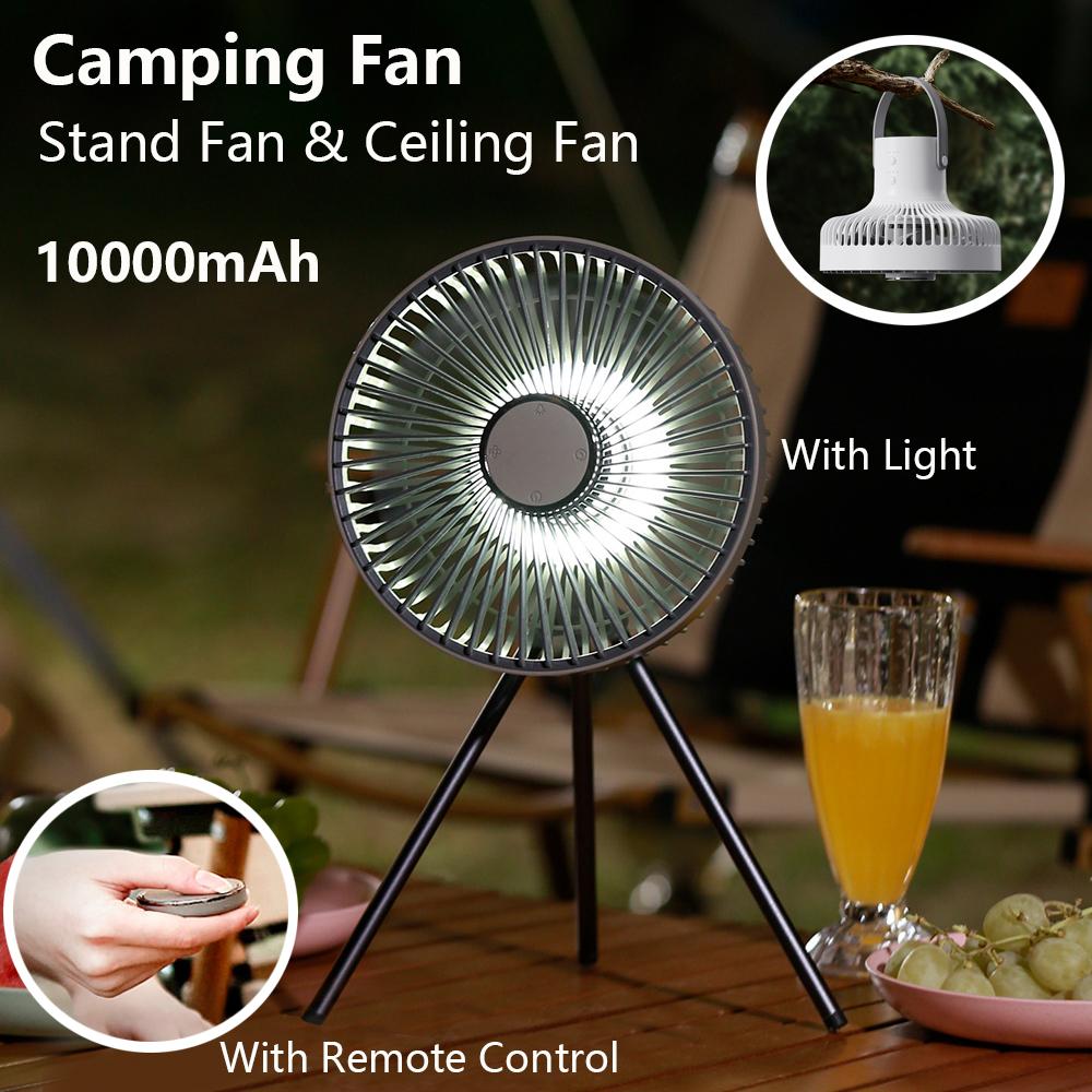 

10000mAh Rechargeable Camping Fan with Night Light Nature Hike Usb Fan Remote Control Wireless Ceiling Fan Circulator Camping серый