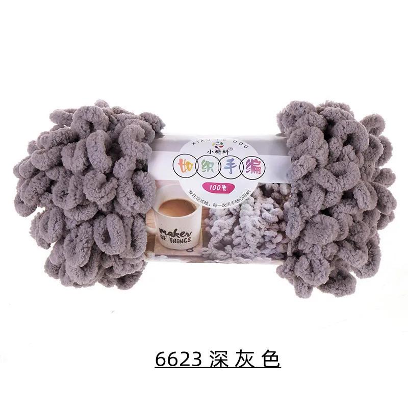 5 Stück 100g/Rolle Flauschiges Fingerloop-Garn Ohne Nadeln Polyester Dickes Riesen-Chenille-Garn für Handgestrickte Decken Schals
