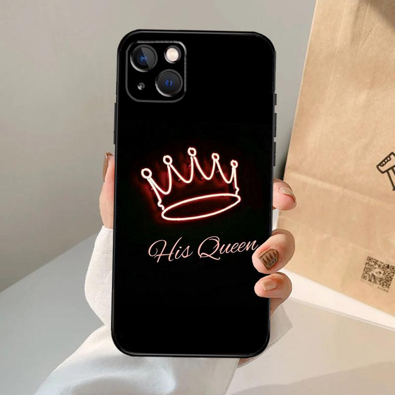King Queen Couple Lovers Phone Case For iPhone 17 Air 16 14 13 12 11 15 Pro Max 13 12 Mini 15 16 Plus 16e Cover Coque