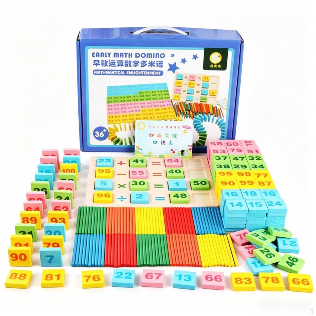 200 Pieces Early Math Domino Educational Number Tiles Gift Box