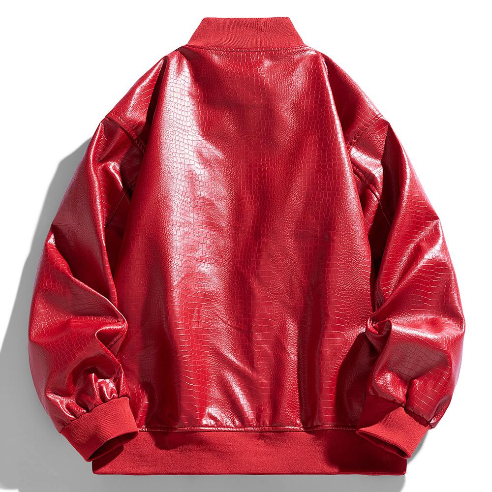 Leather Jacket Men's Large Size Spring and Autumn Loose Retro Fat Plus Size Teen Fat Work Jacket