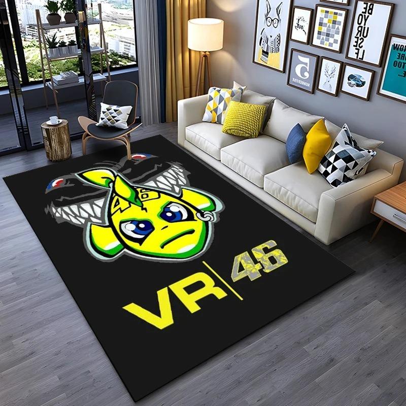 Covor Negru Galben pentru Motociclist Pista de Curse Covor pentru Sufragerie cu Design Dinamic Decorațiune pentru Casă Covor Antiderapant