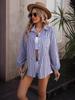 European American Women's New Spring Summer Loose Casual Long Sleeve Striped Shirt