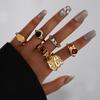 6Pcs/Set Maillard Brown Stone Ring Sets for Women Fashion Colorful Zircon Geometric Opening Finger Ring Luxury Party Accessories