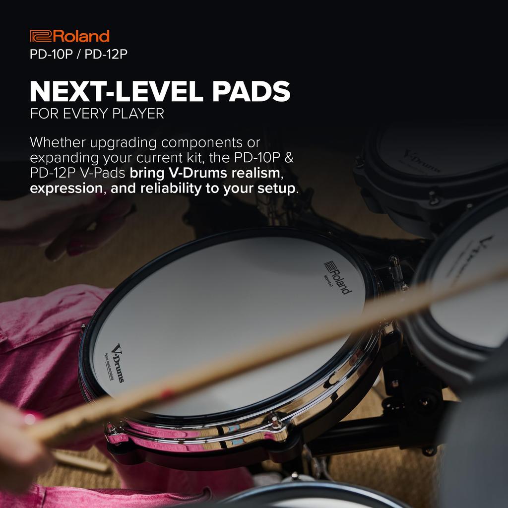 Roland cm Premium Feel and Enhanced Playability Triple Piezo Sensor Hard Rubber Rim Improved Hoop Design Compatible with a Wide Range of Roland PD-10P